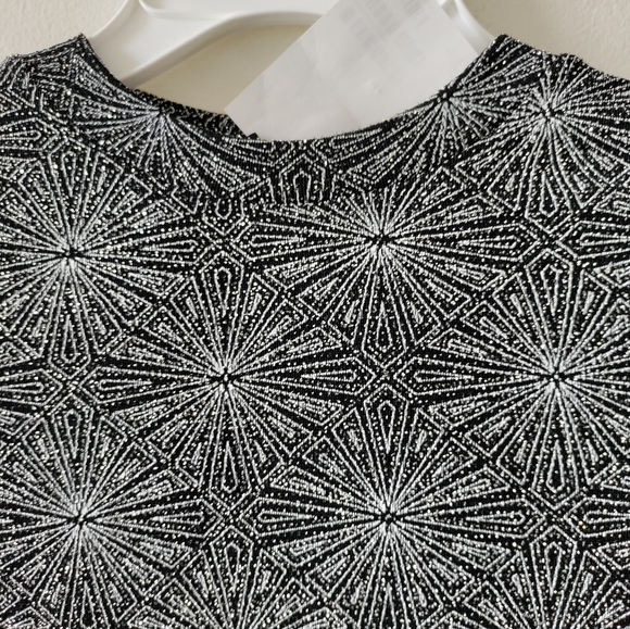 Women's black Long sleeve glitter sparkle crop top - Picture 5 of 6